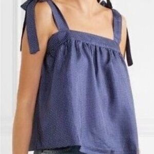 J. CREW Navy Polka Dot Silk Women's Tank Top Size 16